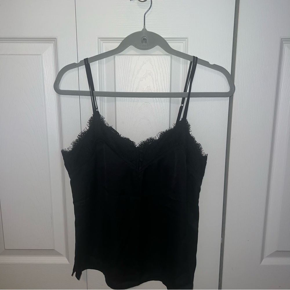 Elegant Black Lace Trim Cami Top